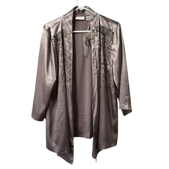 Chico's Tops - Chicos Beaded Travel Sunrise Jacket Light Cinder Size‎ 2 Lightweight Formal NWT